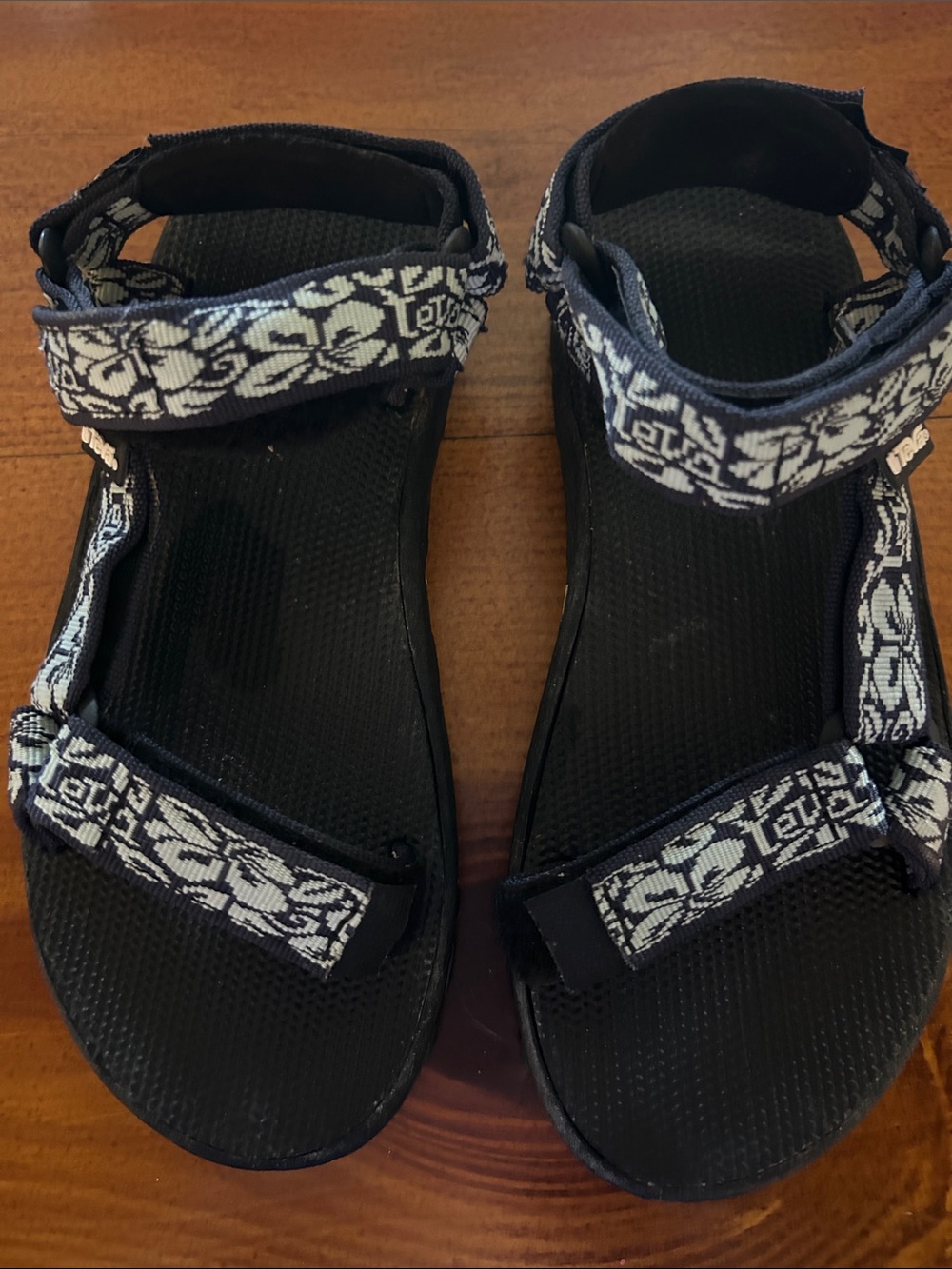 Teva Women’s Black Sandals with White Floral Straps